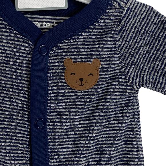 Carter's Navy Stripe Bear Sleeper Preemie NEW - Picture 2 of 6
